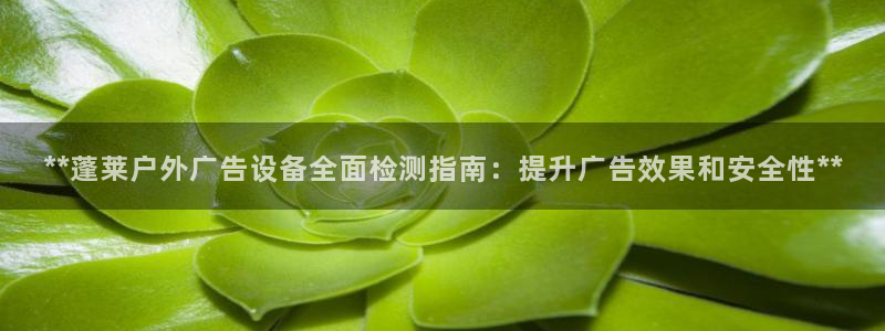 杏宇平台代理多少钱一次：**蓬莱户外广告设备全面检测指南：提升广告效果和安全性**