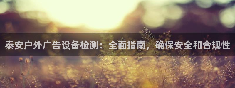 杏宇代理注册：泰安户外广告设备检测：全面指南，确保安全和合规性